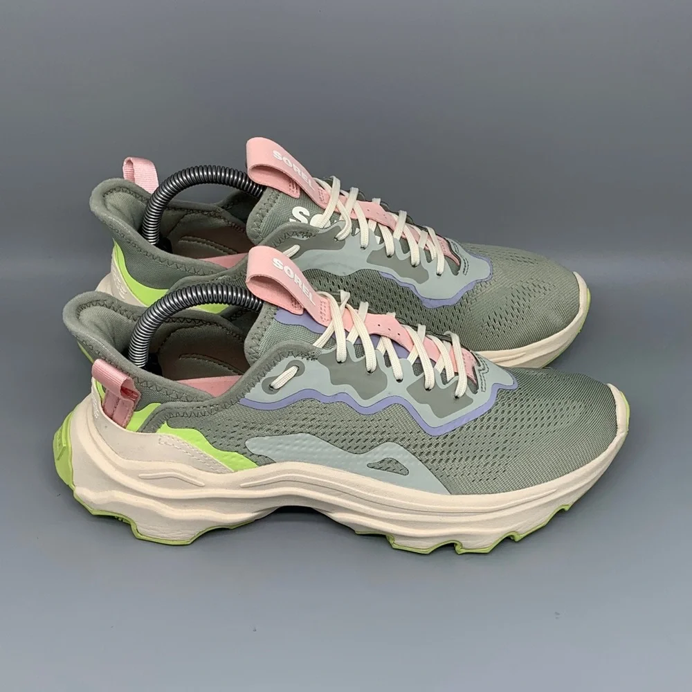 Sorel Kinetic Breakthru Tech Lace Green Pastel Chunky Sneakers Women’s Sz 9.5‎